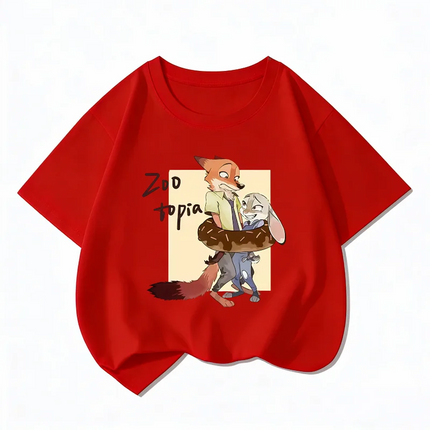 Zootopia 2 New Children's Pure Cotton T-Shirt, Cute, Versatile, Casual, Comfortable and Breathable for Boys and Girls