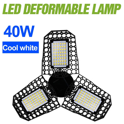 E27 220V LED Garage Light Bulb Fan Blade Foldable Deformable Ceiling Lamp 110V Home Workshop Lighting 40W 60W 80W 100W 150W 200W