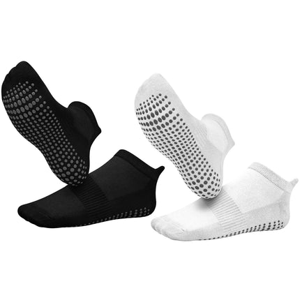2 Pairs Yoga Socks Women Cotton Short Mesh Breathable Professional Non-slip Floor Pilates Dance Sports Gym Socks