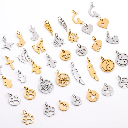 5pcs/Lot Stainless Steel Hollow Animal Cat Or Dog Claw Charm For DIY Necklace Bracelet Earrings Jewelry Accessories Pendants