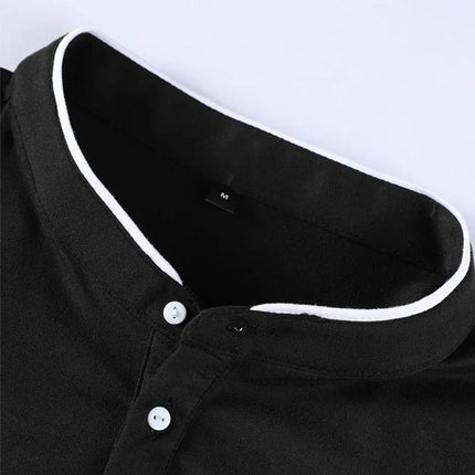 2025 New Men's Casual and Fashionable Solid Color Long-Sleeved Stand-Up Collar T-Shirt Summer Versatile and Comfortable Top