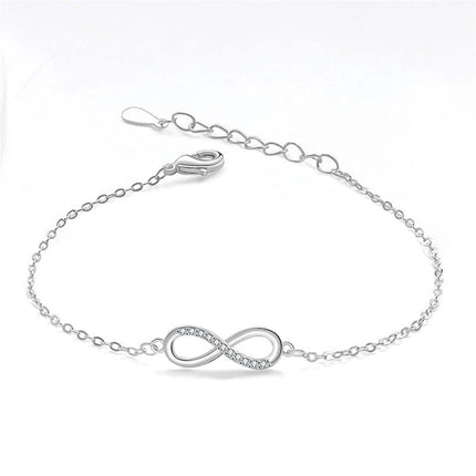 925 Sterling Silver Jewelry Set Inlaid Crystal Zircon Women's Mobius Loop Necklace Bracelet Earrings, Party Gift Jewelry