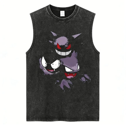 Gym Vest Man T Shirt Pokemon Print 2026 Y2k Vintage Washed Summer Sleeveless Shirt Print Streetwear Loose Casual Men's Tank Top