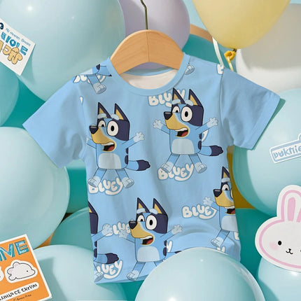 Toddler 2026 Bluey Anime 3D T-Shirt Summer Lightweight Cool Short Sleeve Cartoon Print Casual Tee for Boys and Girls