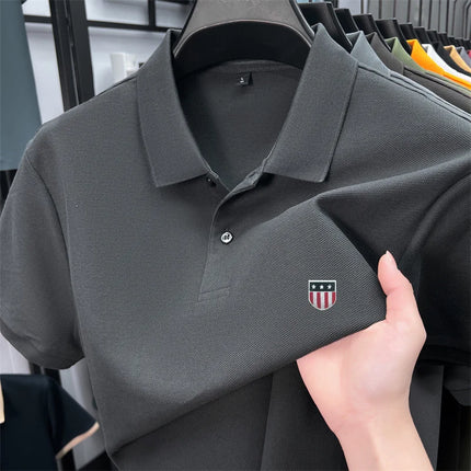 men's summer luxury brand cotton 100% polo shirt lapel printing short sleeves t-shirt business leisure ventilate men's clothing