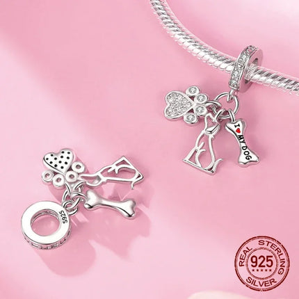 925 Sterling Silver Classic Purple Heart Shape Dragon Pegasus Butterfly Charms Beads Fit 3mm Original Bracelet DIY Jewelry Gift