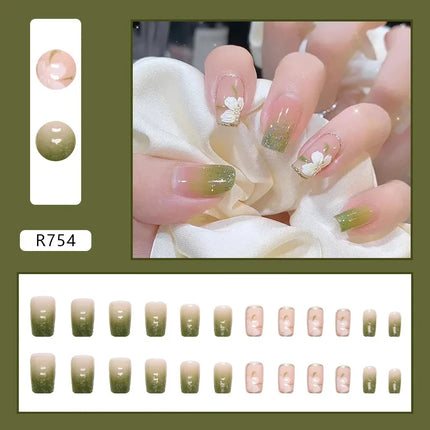 Cool Ash 24 Pcs Press on Nails Pink Nail polish Glossy Artificial Finger Manicure Reusable False Nails for Women