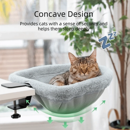 Creative Semi-Circular Cat Table Bed Detachable Soft Cat Desk Hammock Non-Slip Clamp Comfortable Folding Cat Bed Computer Desk
