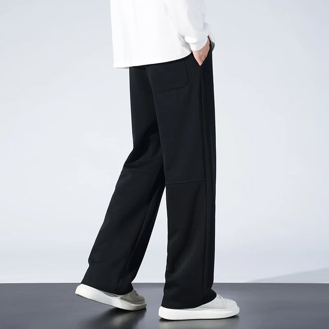 Autumn Men Sweatpants Fashion Splicing Pants Drawstring Wide Leg Neutral Straight Track Pants Cotton Loose Casual Trousers