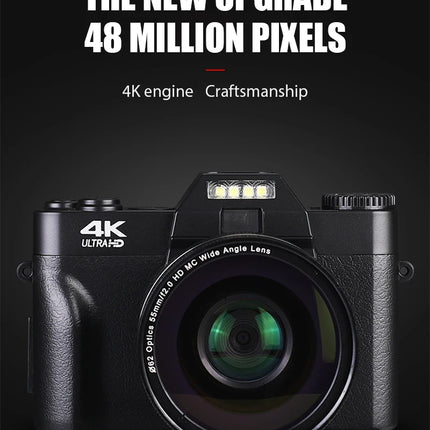 4K HD Professional Digital Camera Camcorder WIFI Webcam Wide Angle 16X Digital Zoom 48MP Photography 3 Inch Flip Screen Recorder