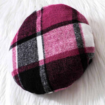 Autumn children's three-piece set for girls square collar black bubble long sleeve top plaid irregular skirt beret fashion sexy