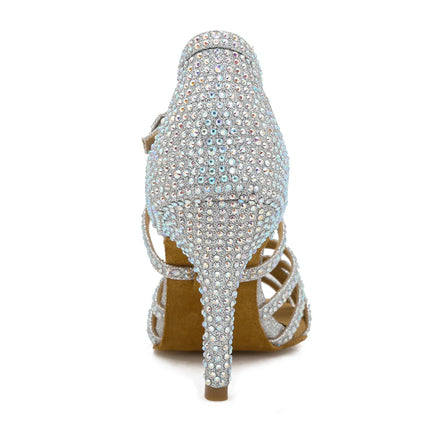 Latin Dance Shoes Women High Heels Hot Selling Diamond-encrusted Sandals Indoor Soft-soled Stage Game Party Social Ballroom Girl