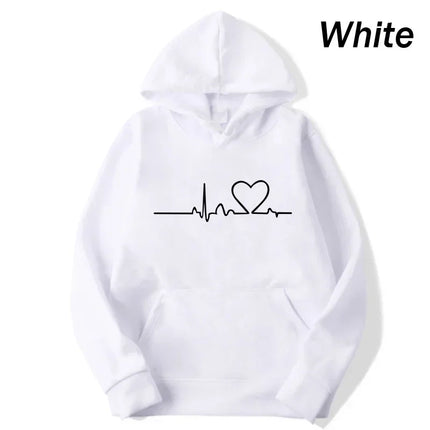 Women Casual Hoodies Heartbeat Print Men's women's Loose Hoodies Couple Sweatshirts Fashion HipHop Sweatshirt Harajuku Unisex