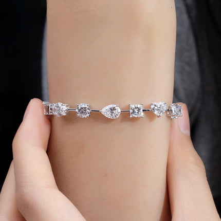 18K Real Gold Bracelets Pear Emerald Shape Lab Grown Diamond Bracelet For Woman Girls In Stock MSB-571