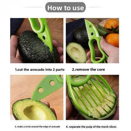 A Multifunctional Avocado Slicer Three-in-One Household Multifunctional Tool, Suitable for Outdoor Use, Home and Camping Scenari