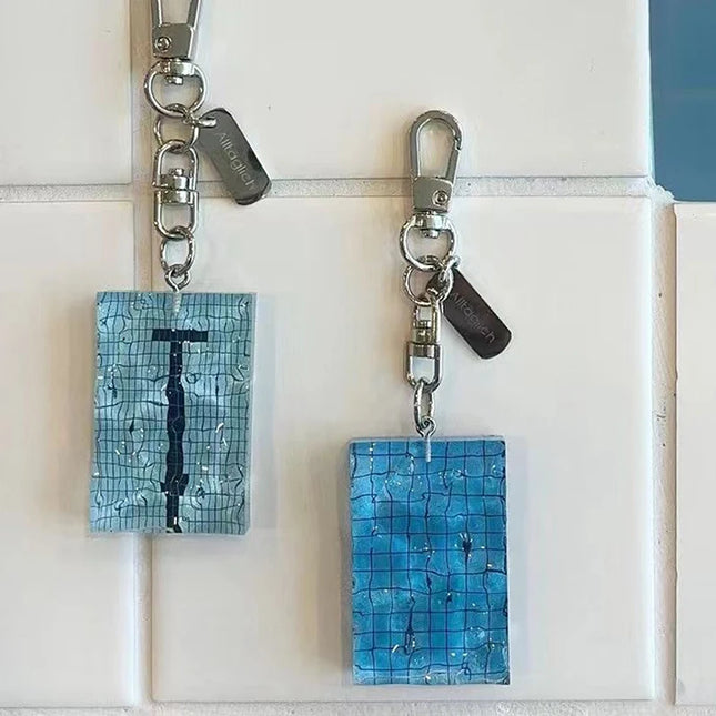 Creative Swimming Pool Keychain Wavy Keychain Decorations Car Key Ring Swimming Pool Keychain Alltaglich Pendant Swimmer's Gift