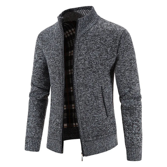 Men's Thickened Woolen Cardigan Coat Zipper Collar Knitted Sweater Autumn Winter New Style Fashion Urban Youth Casual Knitwear