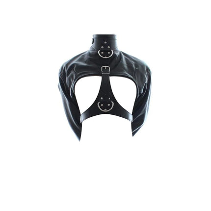 SM Open Breast PU Leather Straitjacket Top,Arm Binder Restraint Jacket Straight,BDSM Bondage Sex Slave Binding Sex Toy For Women
