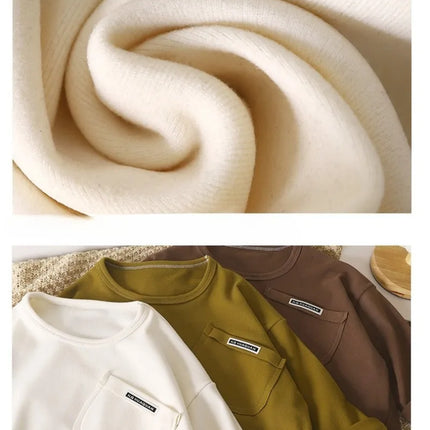 1-10Y Children's T-shirt Korean Kids Simple Long Sleeved Base Shirt Baby Boys and Girls 2025 Autumn Winter New Baby Loose Tops