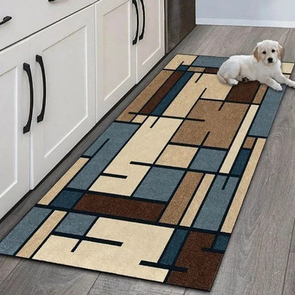 VIKAMA Kitchen Entryway Non-Slip Mat, Machine-Washable Long Runner for Bedside Use, Modern Geometric Home Decor Rug bedroom