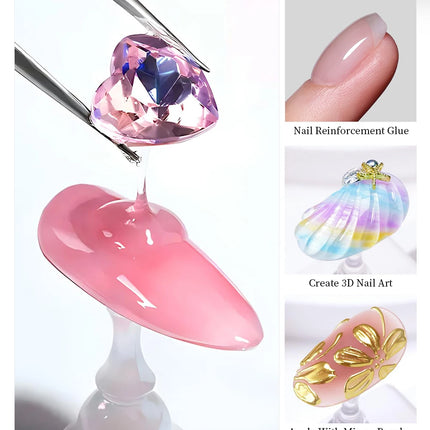 AWStorG 5 in 1 Glue Gel Reinforcement Gel No Wipe Top Coat Nail Art  Soak Off UV Gel Varnish 3D Chrome Design Super Diamond Gel