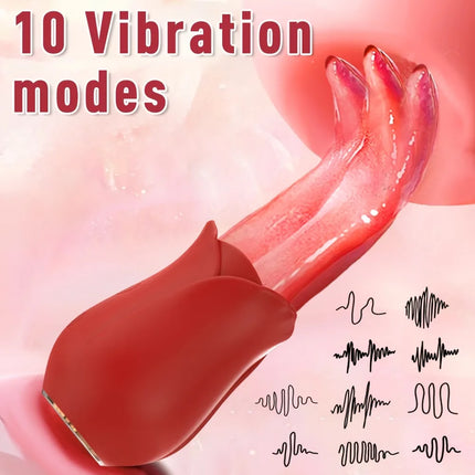 Rose Toys -10 Licking Vibration Modes Clitoris And G-spot Stimulators Unisex Adult Sex Toys For Ultimate Enjoyment Couple Fun