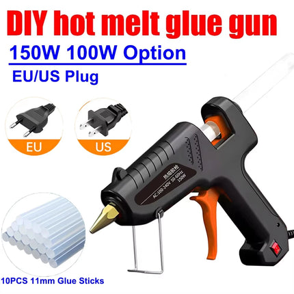 150W 100W Hot Melt Glue Gun 11mm Glue Sticks Industrial DIY Electrothermal Glue Gun Heat Temperature Electric Repair Tools