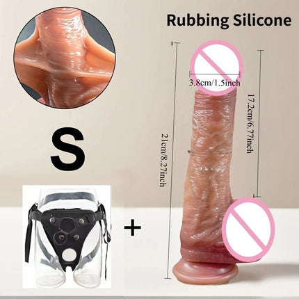 Wearable Strap on Realistic Dildos for Women Masturbators Products Skin Sliding penis Suction Cup Hands-Free G Spot Sex Toys 18