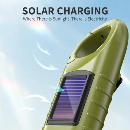 Portable LED Flashlight Tent Light Hand Crank Dynamo Solar Power Torch for Outdoor Camping Hiking Long-range Emergency Lantern