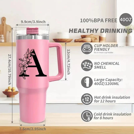 Personalized 40oz Tumbler with Name Custom Mother's Day Gifts Tumbler Metal Stainless Steel Vacuum Thermal Coffee Tea Mug