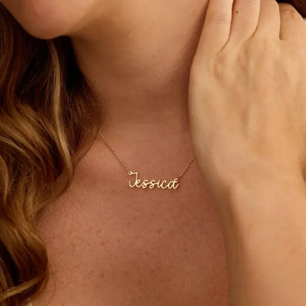 Personalized Name Necklace Custom Fashion Simple Stainless Steel Letter Gold Color Choker Necklace Pendant Nameplate Gifts