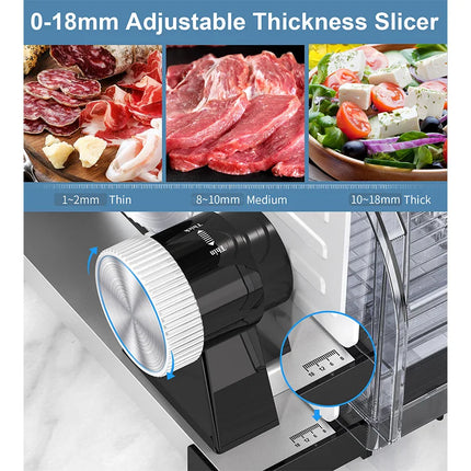 220V Electric Meat Slicer  Commercial-Grade Stainless Steel Blade for Frozen Meat/Cheese/Bacon Quiet Motor & Child Lock