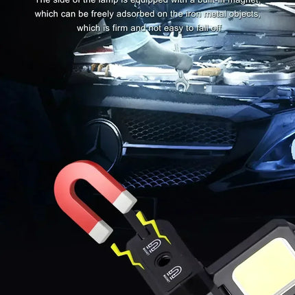 Bright COB Keychain Flashlight,Rechargeable Mini Work Light Magnetic Portable Pocket Lamp for Camping Fishing Hiking Emergency