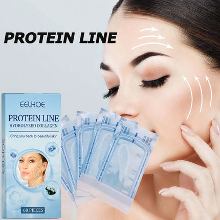 60Pcs Gold Protein Line Fade Wrinkle Firming Facial No Needle Absorbable Smoothing Hydrolyzed Collagen Thread Serum