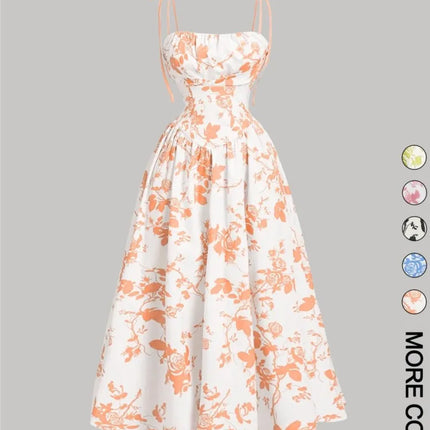 New Women's Print Spaghetti Strap Dress Summer Fashion Elegant Casual Office Party Casual Dresses For Women Robe Femme Vestidos