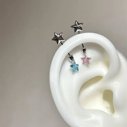Sweet Angel's Wings Stainless Steel Ear Bone Nail Cute Acrylic Love Heart Cross Earrings for Women Body Puncture Accessories