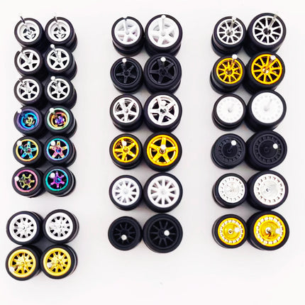 20 Sets 1/64 Wheels Rubber Tires Diameter 9.8mm 11mm 14mm 17mm for Matchbox/Domeka/HW 1:64 Diecast Alloy Car Models