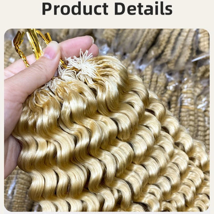613 Deep Wave Crochet Human Hair Bulk Knotless Pre-Separated Kinky Curly With String Pre-Looped Reusable Hair Extensions 14-24''