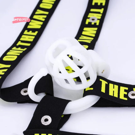 1Pc Adjustable Chastity Belt for Men with Anti-Off Device Elastic Band Scrotum Ring Toy Male Auxiliary Underwear Cage Rope