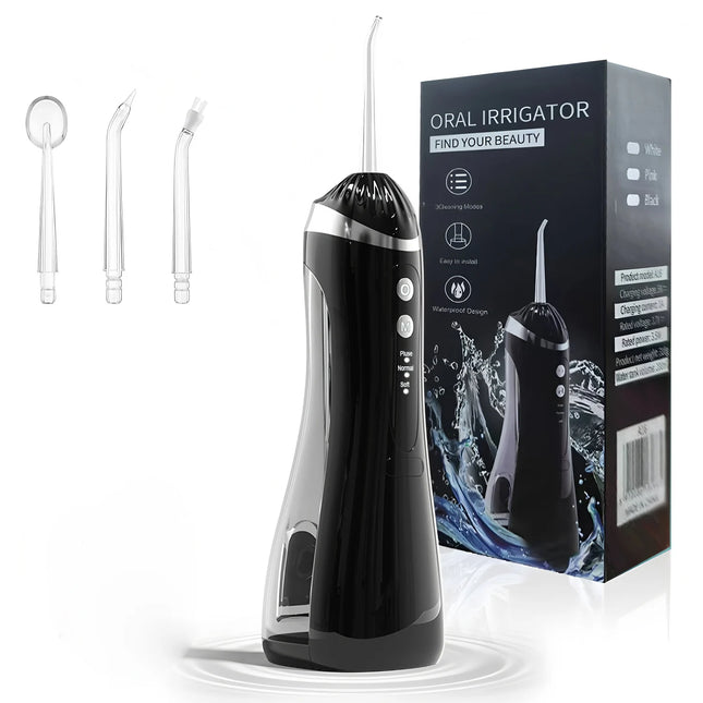 Dental Oral Irrigator Water Flosser Thread Teeth Pick Mouth Washing Machine 4 Nozzles 3 Modes USB Rechargeable 300ml Tank