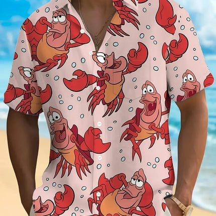 Cartoon Lobster Hawaiian Shirt Men Women Clothing Seafood Shirt Summer Holiday Shirt Short Sleeve Button Down Crawfish Shirts
