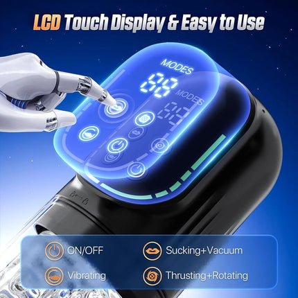 Automatic Thrusting Rotation Male Masturbator Sucking Licking LCD Penis Pump Water SPA Real Pocket Pussy Sex Toys for Men