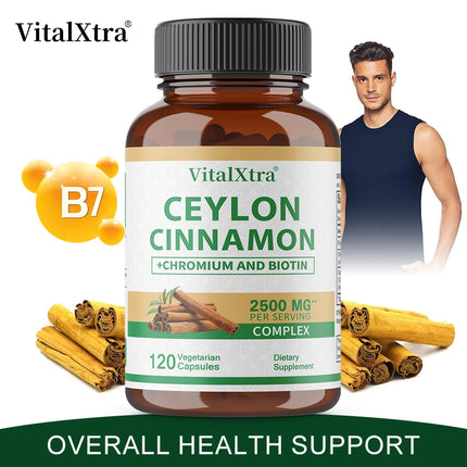Ceylon Cinnamon Complex 2500 Mg - with Chromium and Biotin Extracts - Immune Support, Digestive Support, and Overall Well-being