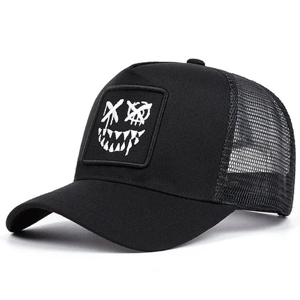 Unisex XX Smiling Face Embroidery Baseball Net Caps Spring and Summer Outdoor Adjustable Casual Hats Sunscreen Hat