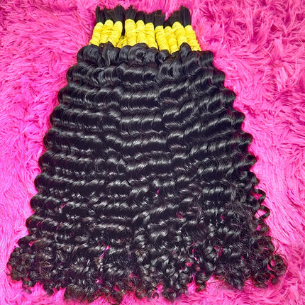 Deep Wave Hair Bulk For Boho Braids 100% Human Hair Extensions No Weft Pure Color Curly 12A Vietnamese Hair 30 inch Bundle