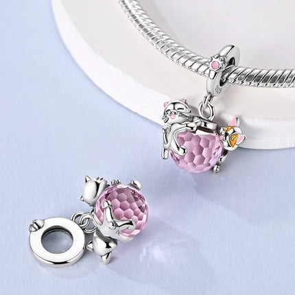 Original 925 Sterling Silver Charm Bead Balloon Poodle Cute Puppy Heart Charm Fit Bracelet Bangle Pendant Women DIY Jewelry Gift
