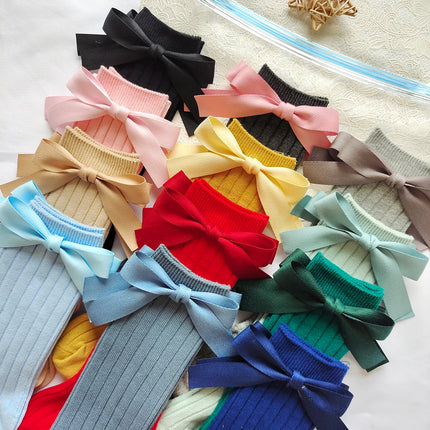 14 Colors Princess Girls Long Sock Big Bowknot Infant Baby Stockings Kids Cotton Sock Knee High Breathable Soft Children Socken