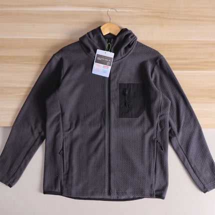Outdoor R High-End Wave Pattern Warmth Couple Zipper Hooded Fce Lined Base Layer irt Middle Layer Sweatirt