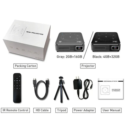 VIVICINE P11 Mini Portable Projector Android 9.0 DLP 4K Support Pocket 3D WiFi BT Battery 1.5H Power Bank Home Theater