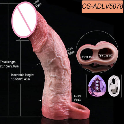SXXY Realistic Penis Extender Male Delay Ejaculation Cock Sheath Silicone Reusable Condon Sex Toys For Men Couples Sex Pleasure